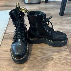 Black Dr Marten Jadon platform boots.